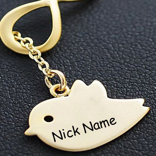Gold bird chain pendant necklace with name profile picture